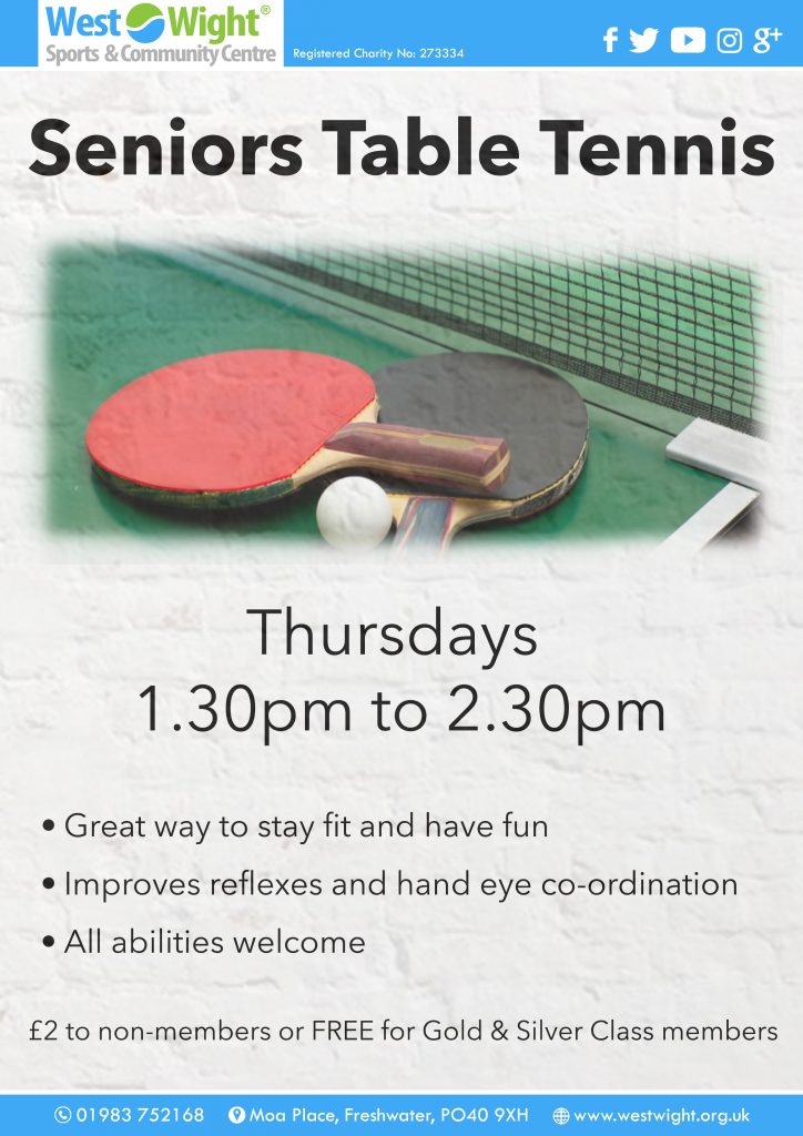 Seniors Table Tennis West Wight Sports and Community Centre