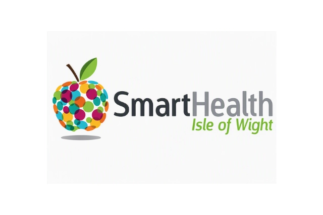 The image displays the logo for "SmartHealth Isle of Wight", featuring a colorful, abstract apple and the organisation's name.